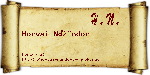 Horvai Nándor névjegykártya